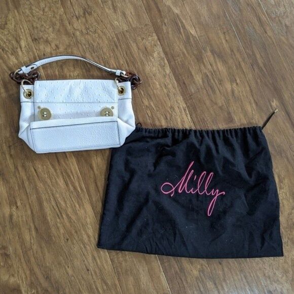 Milly white ostrich bag with tortoise shell link handle - Picture 4 of 5